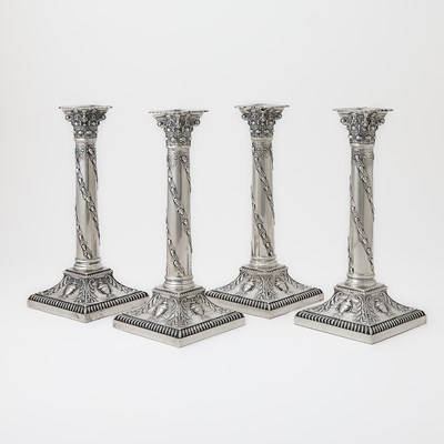 Lot 234 - Set of Four Tiffany & Co. Sterling Silver Candlesticks