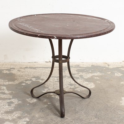 Lot 224 - Marble Top Wrought Iron Side Table