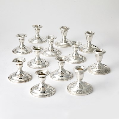 Lot 673 - Group of Twelve American Sterling Silver Low Candlesticks