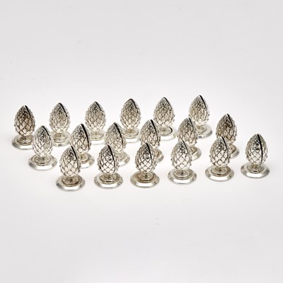 Lot 350 - Set of Eighteen Tiffany & Co. Sterling Silver "Pinecone" Place Card Holders
