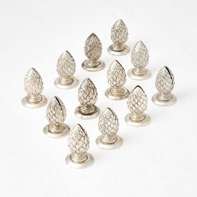 Lot 674 - Set of Twelve Tiffany & Co. Sterling Silver "Pinecone" Place Card Holders