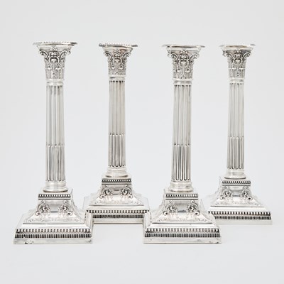 Lot 148 - Set of Four English Sterling Silver Candlesticks