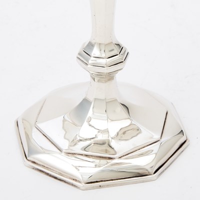 Lot 162 - Pair of Tiffany & Co. Sterling Silver Five Light Candelabra