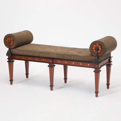 Lot 268 - Upholstered Giltwood and Ebonized Window Bench