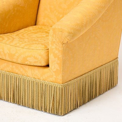 Lot 730 - Pair of Damask Upholstered Lounge Chairs