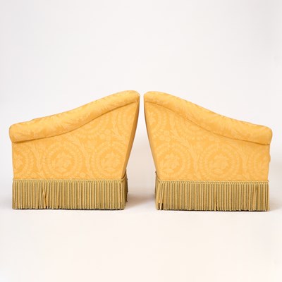 Lot 730 - Pair of Damask Upholstered Lounge Chairs