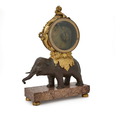 Lot 354 - Louis XVI Ormolu and Patinated Bronze Elephant Clock, Circa 1775-1780