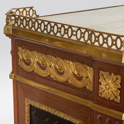 Lot 355 - Louis XVI Gilt-Bronze Mounted Lacquer Inset Mahogany Secretaire a Abbattant