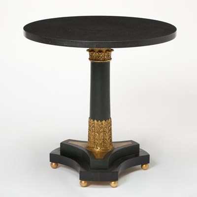 Lot 239 - Empire Style Marble Top Painted and Parcel Gilt Gueridon