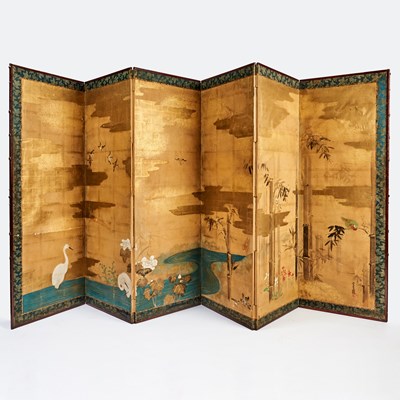 Lot 365 - Japanese Six-Panel Folded Chamber Screen