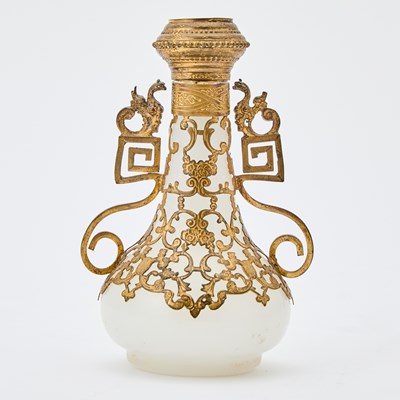 Lot 366 - Small French Gilt-Metal Mounted Opaline Perfume Bottle
