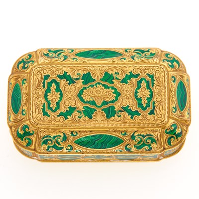 Lot 367 - Continental 18 KT Gold Mounted Malachite Box
