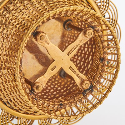 Lot 370 - Vourakis 18KT Gold, Pearl and Enamel 'Lilies-of-the-Valley' Basket