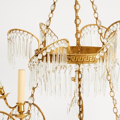 Lot 361 - German Neoclassical Style Cut Glass Mounted Brass Nine Light Chandelier