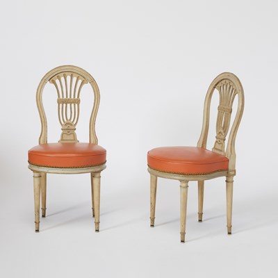 Lot 352 - Set of Eight Louis XVI Painted and Carved Wood Dining Chairs