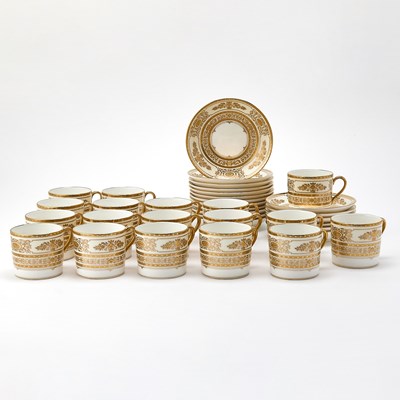 Lot 682 - Set of Eighteen Minton Gilt Decorated Porcelain Demitasse Cups and Saucers