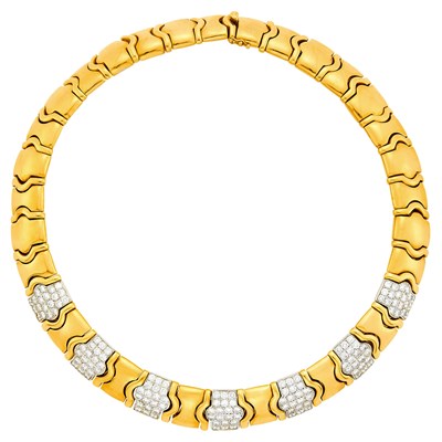 Lot 22 - Attributed to Vourakis Two-Color Gold and Diamond Necklace