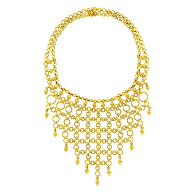Lot 123 - Tiffany & Co. Gold Chain Bib Necklace