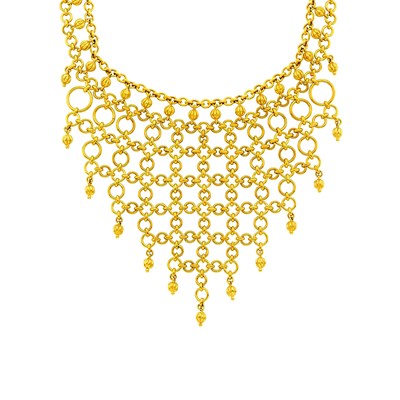 Lot 123 - Tiffany & Co. Gold Chain Bib Necklace