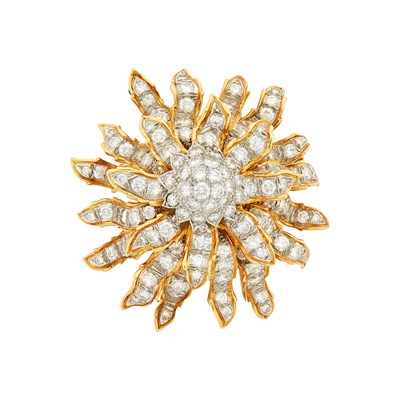 Lot 165 - Tiffany & Co. Gold, Platinum and Diamond Clip-Brooch