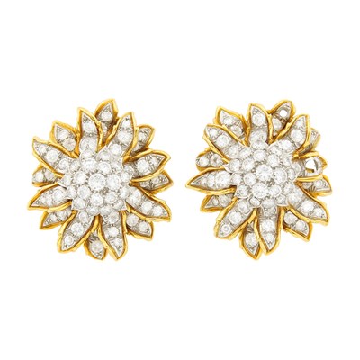 Lot 166 - Tiffany & Co. Pair of Gold, Platinum and Diamond Earclips