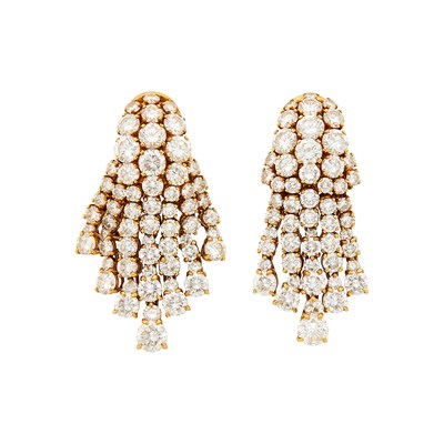 Lot 164 - Vourakis Pair of Gold and Diamond Fringe Earclips