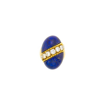 Lot 2033 - Gold, Lapis and Diamond Ring