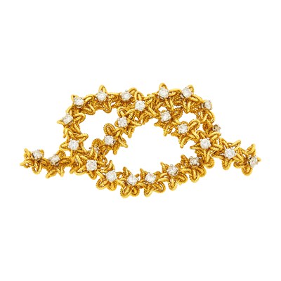 Lot 109 - Van Cleef & Arpels Gold, Platinum and Diamond Knot Clip-Brooch, France