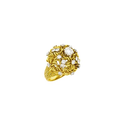 Lot 119 - Van Cleef & Arpels Gold, Platinum and Diamond Dome Ring, France