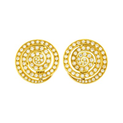 Lot 61 - Bulgari Pair of Gold and Diamond Spiral Earclips