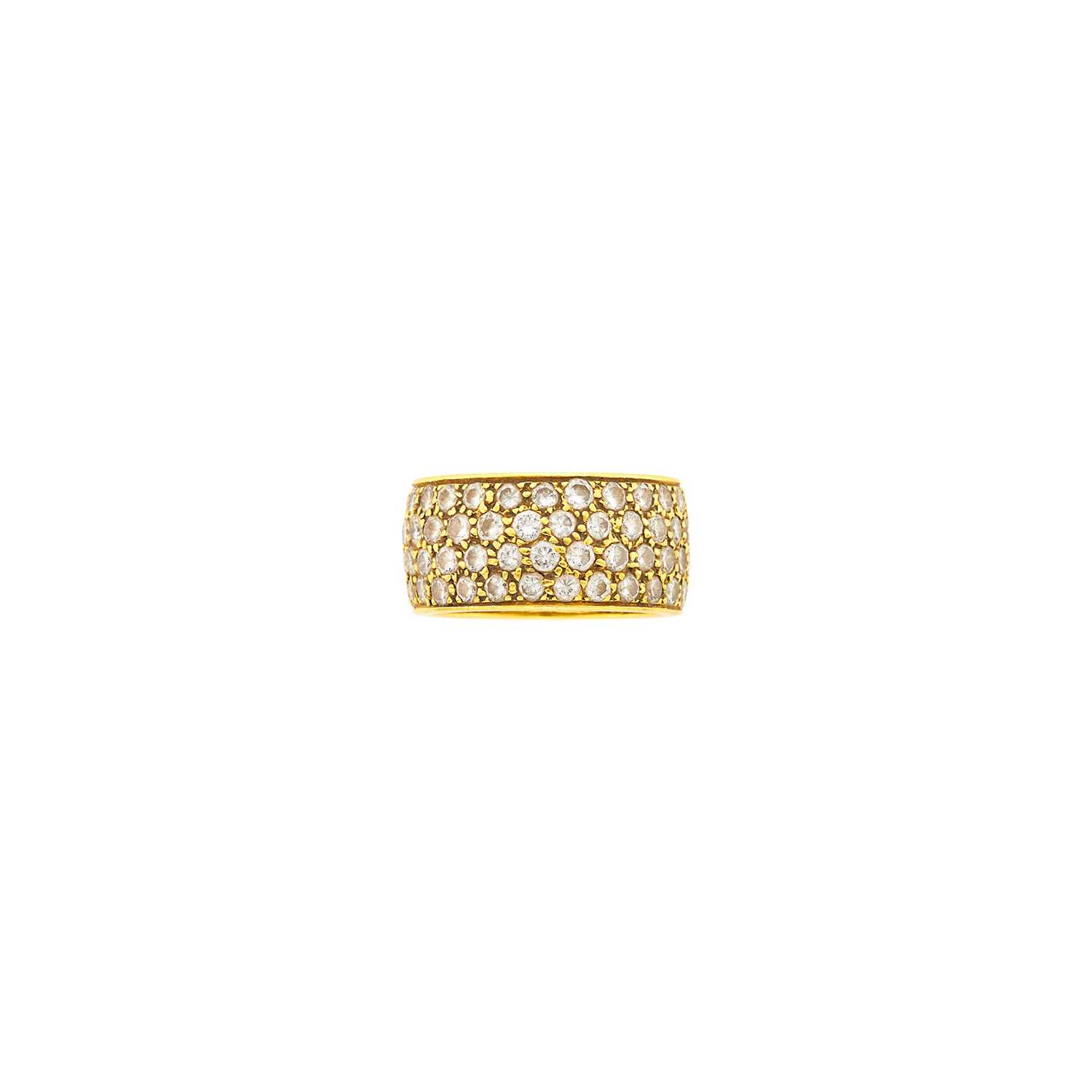 Lot 116 - Van Cleef & Arpels Wide Gold and Diamond Band Ring