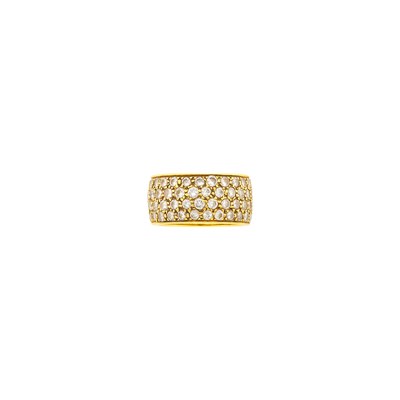 Lot 116 - Van Cleef & Arpels Wide Gold and Diamond Band Ring