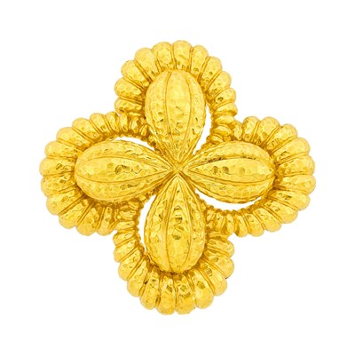 Lot 1133 - Tiffany & Co. Hammered Gold Clip-Brooch