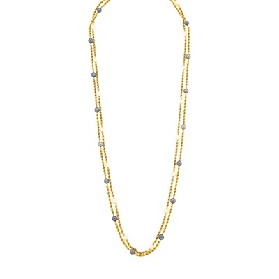 Lot 41 - Van Cleef & Arpels Pair of Long White and Black Cultured Pearl Rope-Twist Chain Necklaces, France