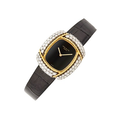 Lot 161 - Patek Philippe Gold, Platinum and Diamond Wristwatch, Ref. 4297
