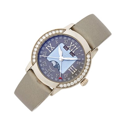 Lot 1164 - Blancpain White Gold and Diamond 'Villert Complete Calendar Moonphase' Wristwatch, Ref. 3253-6044A-52B