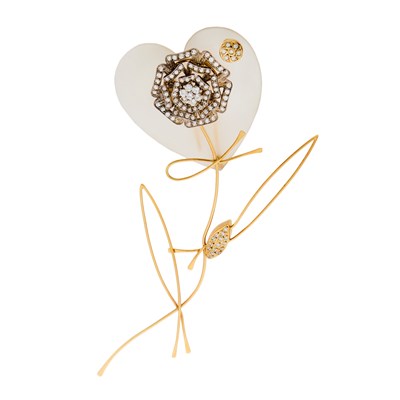 Lot 1306 - Depy Chandris Silver, Gold, Glass and Simulant Stone Brooch