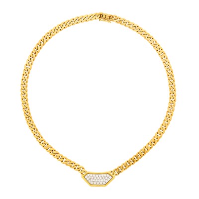 Lot 1107 - Vourakis Two-Color Gold and Diamond Curb Link Chain Necklace