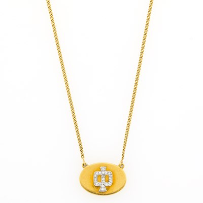 Lot 1244 - Vourakis Two-Color Gold and Diamond 'Phi' Pendant Necklace