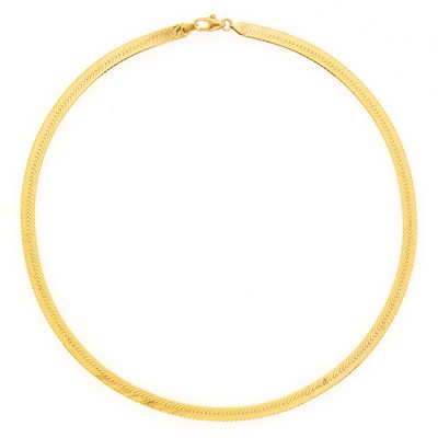 Lot 1230 - Gold Herringbone Chain Necklace