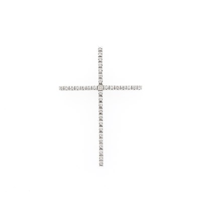 Lot 1093 - White Gold and Diamond Cross Pendant
