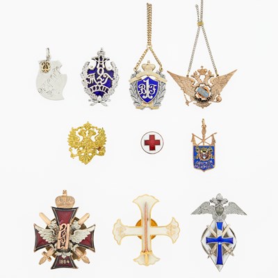 Lot 216 - Group of Eight Russian Jetons and Badges