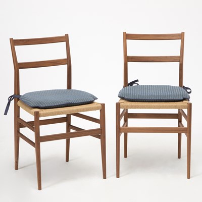 Lot 251 - Three Gio Ponti for Cassina Walnut Rush-Seat "Superleggera" Side Chairs