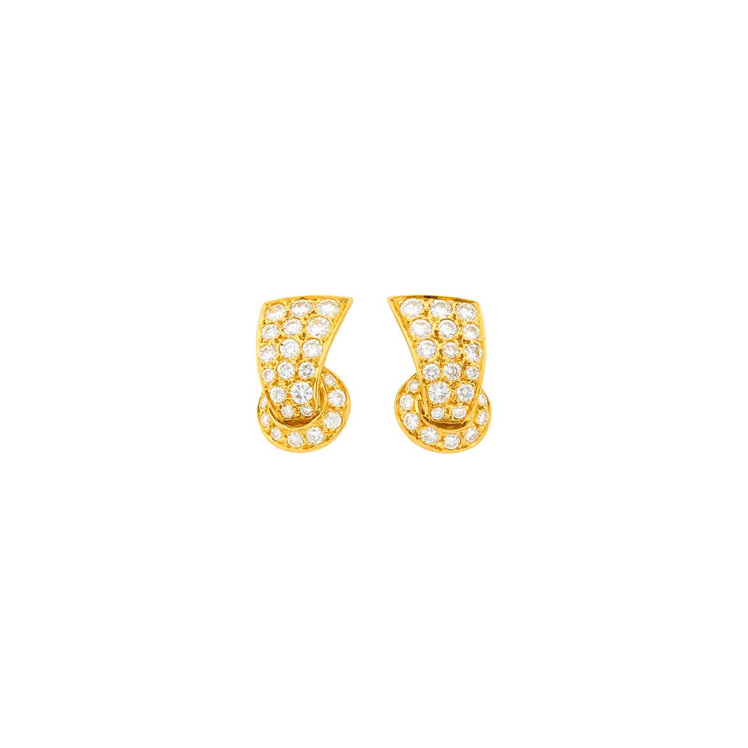 Lot 67 - Van Cleef & Arpels Pair of Gold and Diamond Earclips, France
