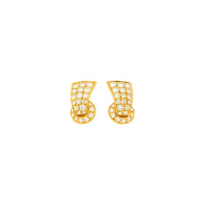 Lot 67 - Van Cleef & Arpels Pair of Gold and Diamond Earclips, France