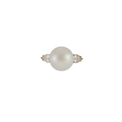 Lot 2109 - White Gold, South Sea Cultured Pearl and Diamond Ring