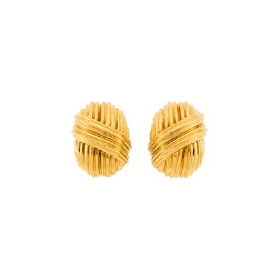 Lot 2030 - Tiffany & Co. Pair of Gold Earclips