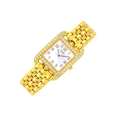 Lot 59 - Hermès Gold, Mother-of-Pearl and Diamond 'Cape Cod' Wristwatch
