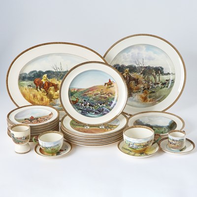 Lot Assembled W.T. Copeland & Sons Porcelain "Hunt" Dinner Service