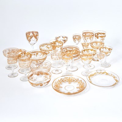 Lot 325 - Assembled Group of Gilt Decorated Glass Stemware and Tableware